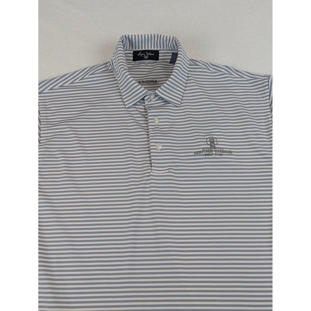 Byron Nelson Mens DriWay Striped Polo Shirt Heritage Harbour Golf Club Blue M - Picture 2 of 13